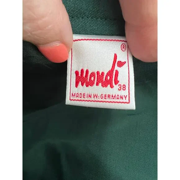 Mondi Wool Blend Pleated Midi Skirt Sz 38 (US 8)Green A-Line Made in Germany VTG - Picture 3 of 5